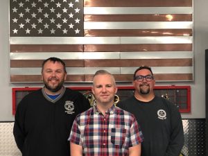 Picture of Local 20 instructors in front of an American flag